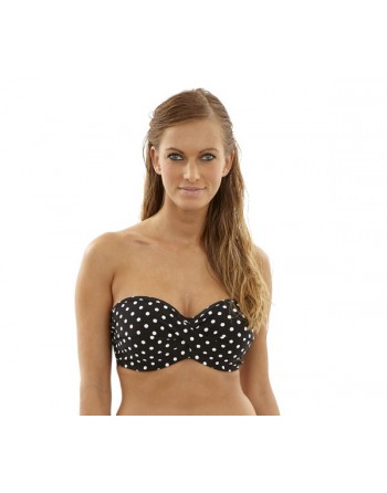 panache swim anya spot haut de bikini bandeau rembourré bonnets profonds d-i / t. 65-90 noir/blanc