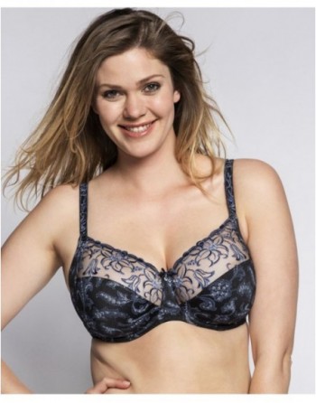 Ulla Dessous Zoë Soutien-Gorge Emboitant Petites Et Grandes Tailles EU70-100 Bonnet H à L - Noir/Bleu - 4125