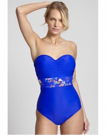 Panache Swim Florentine Maillot De Bain Bandeau / Multipositions - Grandes Tailles De Bonnet - Cobalt Floral - SW1058