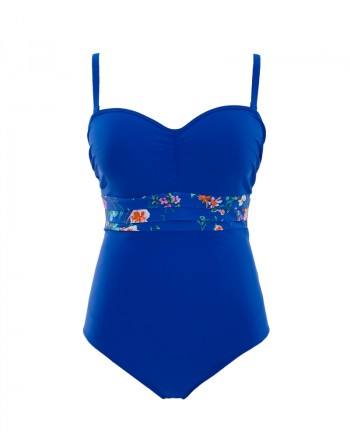 Panache Swim Florentine Strapless Bandeau Badpak Kleine + Grote Cupmaten - Cobalt Floral - SW1058