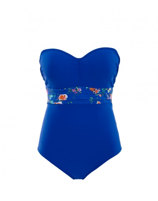 Panache Swim Florentine Maillot De Bain Bandeau Sans Bretelles Grandes Tailles De Bonnets - Cobalt Floral - SW1058