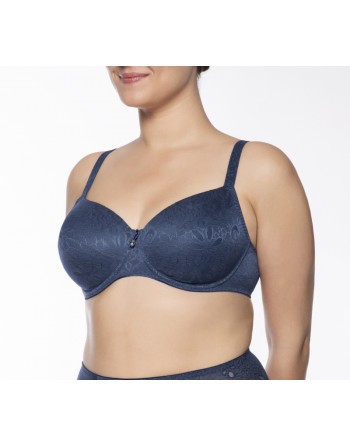 Ulla Dessous Alice Soutien-Gorge Emboitant Grandes Tailles De Bonnet H - I / T. 70-110 - Indigo - 3826