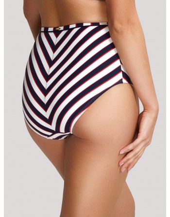 Nieuw Panache Swim Lucille Bikini Slip Hoge Taille SW1375 Navy Stripe 34-46 OD-22