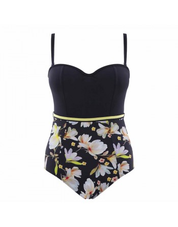 Panache Swim Florentine Maillot De Bain Sans Bretelles Grandes Tailles De Bonnets - Navy Floral - SW1058