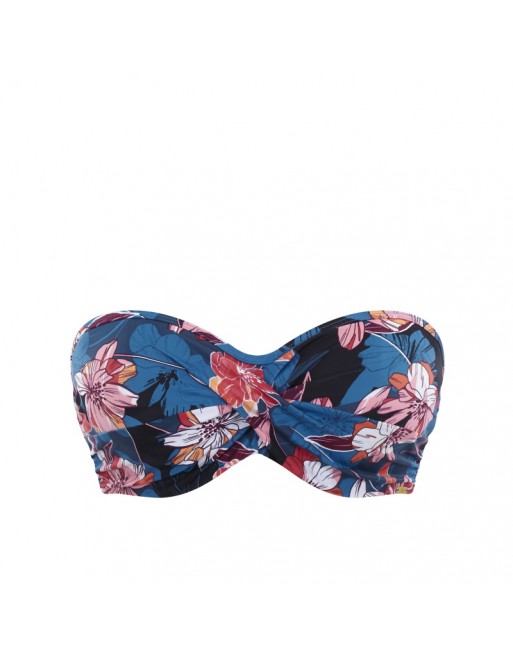 Panache Swim Anya Riva Print Bandeau Bikini BH Grote Cupmaten D Tot O / T. EU65 tot 85 - Blue floral - SW1403