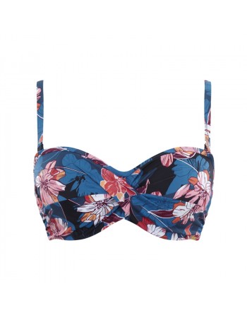 Panache Swim Anya Riva Print Bandeau Bikini Beha Kleine - Grote Maten D - K / T. 65-85 - Blue floral - SW1403