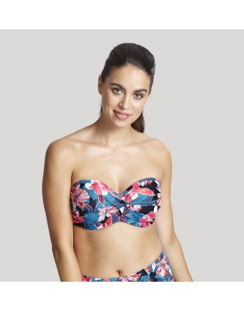 Panache Swim Anya Riva Print Bandeau Bikini BH Kleine En Grote Maten EU65-85 Cup D Tot O - Blue floral - SW1403