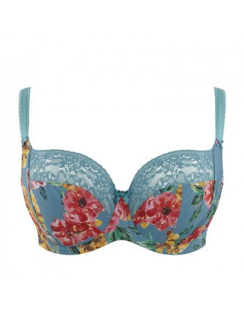 Sculptresse Chi Chi Balconnet BH Grote Cupmaten D Tot L / T. EU75 Tot 105 - Turquoise Floral - 7695