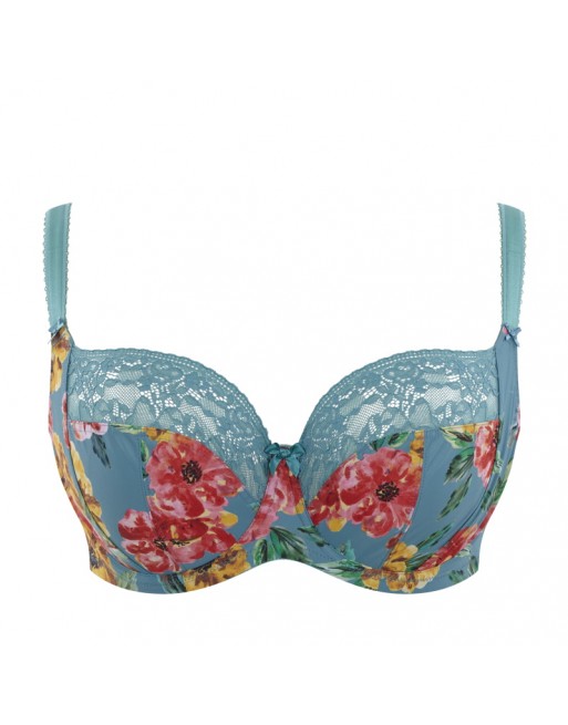 Sculptresse Chi Chi Balconnet BH Grote Cupmaten D Tot L / T. EU75 Tot 105 - Turquoise Floral - 7695