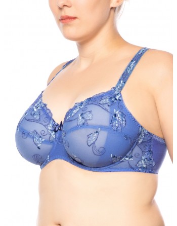 Ulla Dessous Carla Soutien-Gorge Petites - Grandes Tailles De Bonnet B - G / T. 70-120 - Bleu Jacynthe - 2123