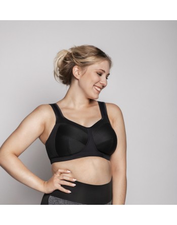 ulla dessous kate sport beha grote maten zonder beugel t.70-130 cup d-n zwart