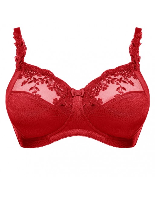 Ulla Dessous Ella Soutien-Gorge Sans Armatures Grandes Tailles De Bonnets D à L / T. EU75 Tot 120 - Rouge - 3628