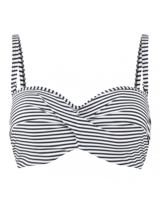 Panache Swim Anya Stripe Bandeau / Multiway Bikini Beha Grote Cupmaten D Tot G / T. EU65 Tot 90 - Black&White - SW0893