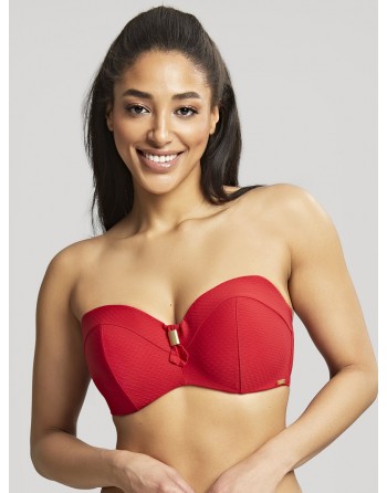 Panache Swim Marianna Voorgevormde Bandeau Bikini BH Kleine En Grote Maten 65-85 Cup D Tot H - Crimson - SW1593