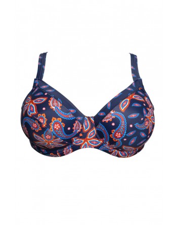 Plaisir Paisley Volle Cup Bikini Beha Grote Maten EU 90 Tot 105 Cup C Tot H - Blue /Orange - T0025-19