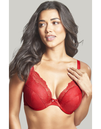 Panache Ana Soutien-Gorge Haut Apex Plongeant Rembourré Petites Et Grandes Tailles 60-85 Bonnet D à K - Salsa Red - 9391