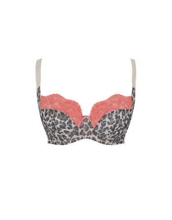 Panache Nina Soutien-Gorge Balconnet Grandes Tailles De Bonnets D à O / T. EU60 à 85 - Leopard/Coral - 10941