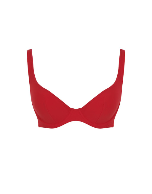 Panache Swim Rossa - Billie Haut De Bikini Triangle Plongeant Petites et Grandes Tailles 60-85 Bonnet D à H - Rossa/Red - SW1754