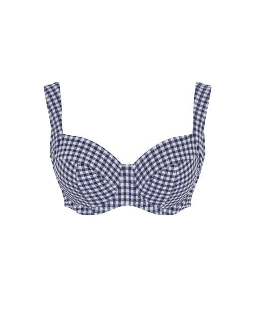 Panache Swim Gingham Olivia - Volle cup Bikini BH Grote Cupmaten D Tot O / T. EU65 tot 85 - Navy/Gingham - SW1741