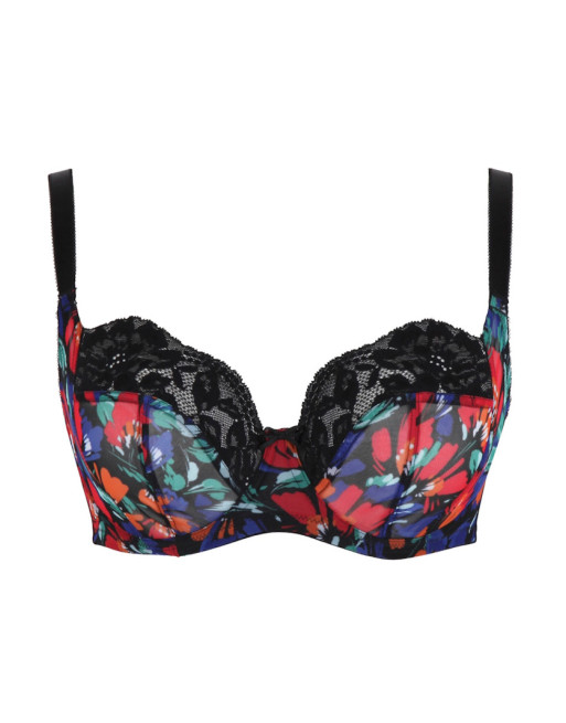 Panache Nina Soutien-Gorge Balconnet Grandes Tailles De Bonnets D à O / T. EU60 à 85 - Black/Floral - 10941