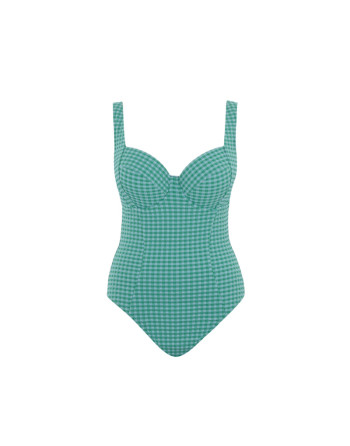 Panache Swim Gingham Paloma Balconnet Badpak Grote Cupmaten D - O / T. EU65 Tot 90 - Green Gingham - SW1720