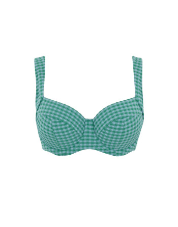 Panache Swim Gingham Olivia Haut De Bikini Emboitant Grandes Tailles De Bonnets D à O / T. EU60 à 85 - Green Gingham - SW1741